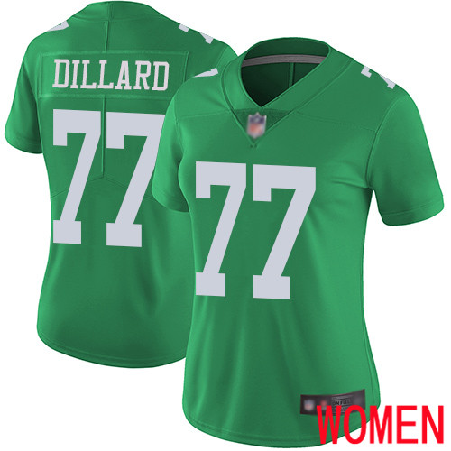 Women Philadelphia Eagles 77 Andre Dillard Limited Green Rush Vapor Untouchable NFL Jersey Football